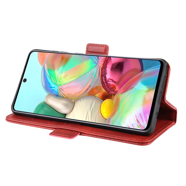 Magnetic Double Clasp Leather Wallet Case for Samsung Galaxy A81/Note 10 Lite/M60s - Red-6
