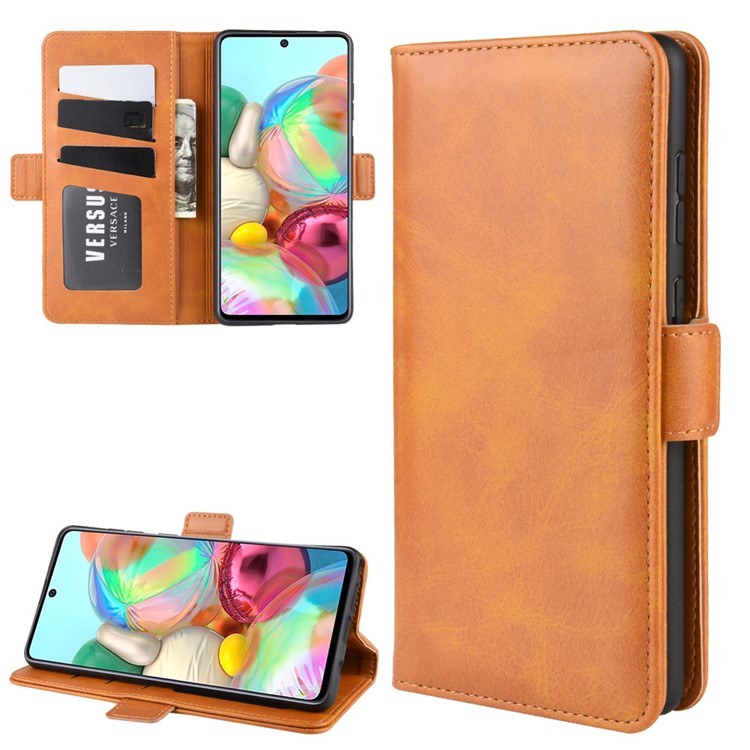 Magnetic Double Clasp Leather Wallet Case for Samsung Galaxy A81/Note 10 Lite/M60s - Brown-2