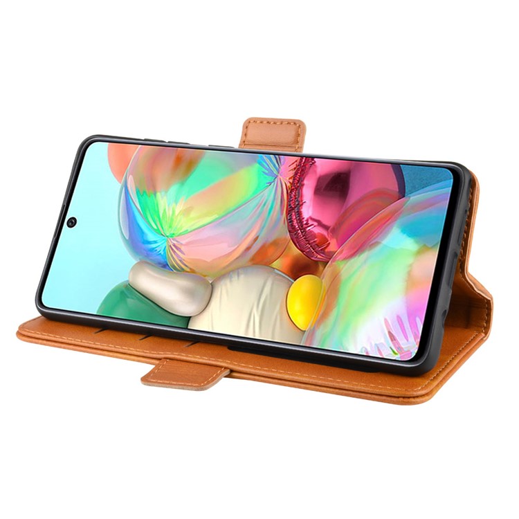 Magnetic Double Clasp Leather Wallet Case for Samsung Galaxy A81/Note 10 Lite/M60s - Brown-6