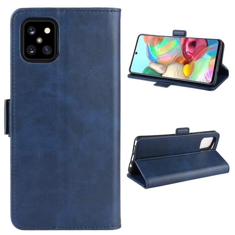 Magnetic Double Clasp Leather Wallet Case for Samsung Galaxy A81/Note 10 Lite/M60s - Blue-1