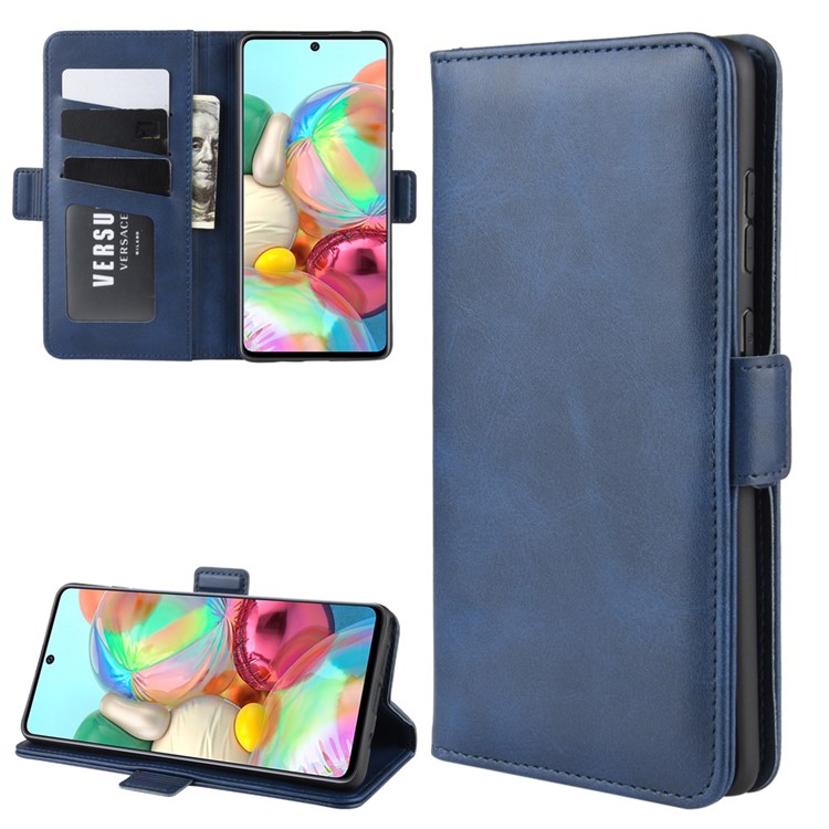 Magnetic Double Clasp Leather Wallet Case for Samsung Galaxy A81/Note 10 Lite/M60s - Blue-2