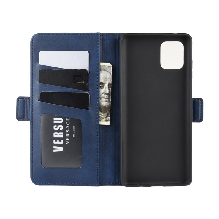Magnetic Double Clasp Leather Wallet Case for Samsung Galaxy A81/Note 10 Lite/M60s - Blue-4