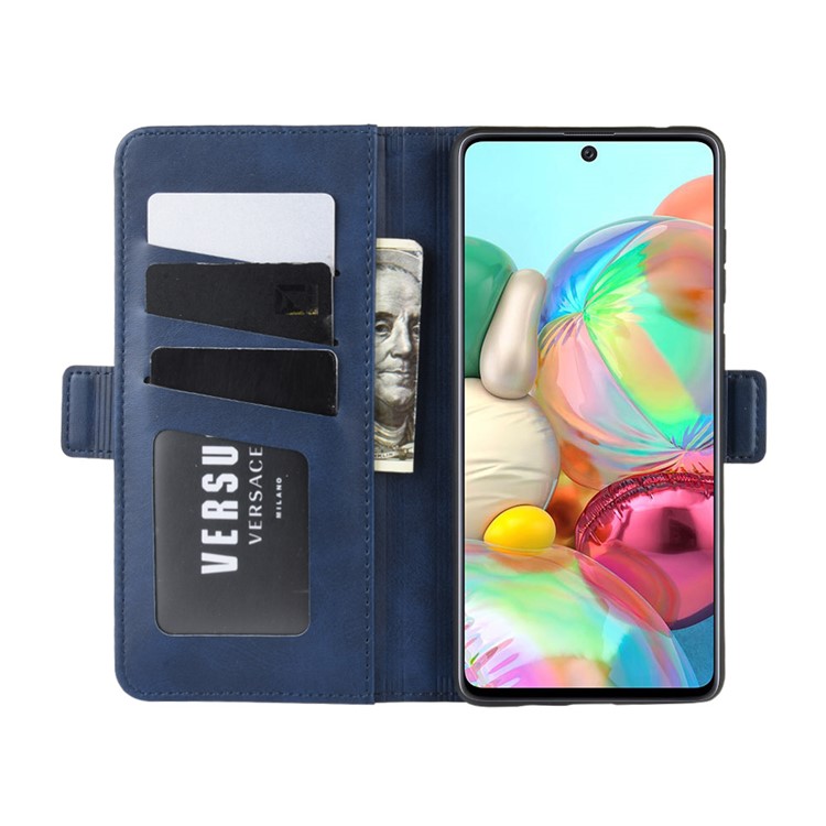 Magnetic Double Clasp Leather Wallet Case for Samsung Galaxy A81/Note 10 Lite/M60s - Blue-5