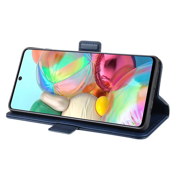 Magnetic Double Clasp Leather Wallet Case for Samsung Galaxy A81/Note 10 Lite/M60s - Blue-6