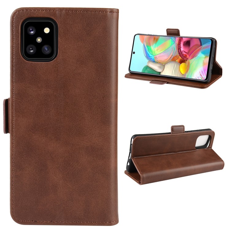 Magnetic Double Clasp Leather Wallet Case for Samsung Galaxy A81/Note 10 Lite/M60s - Coffee-1