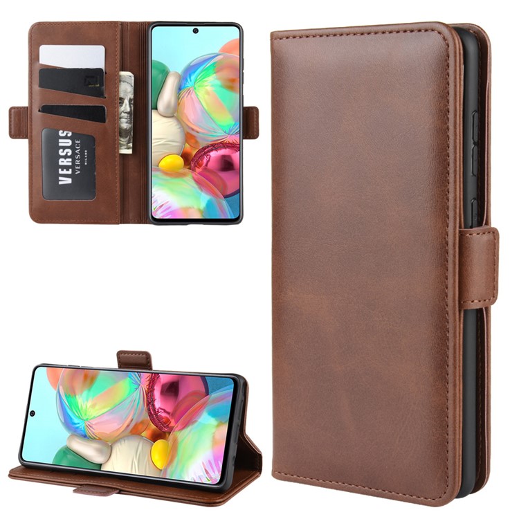 Magnetic Double Clasp Leather Wallet Case for Samsung Galaxy A81/Note 10 Lite/M60s - Coffee-2