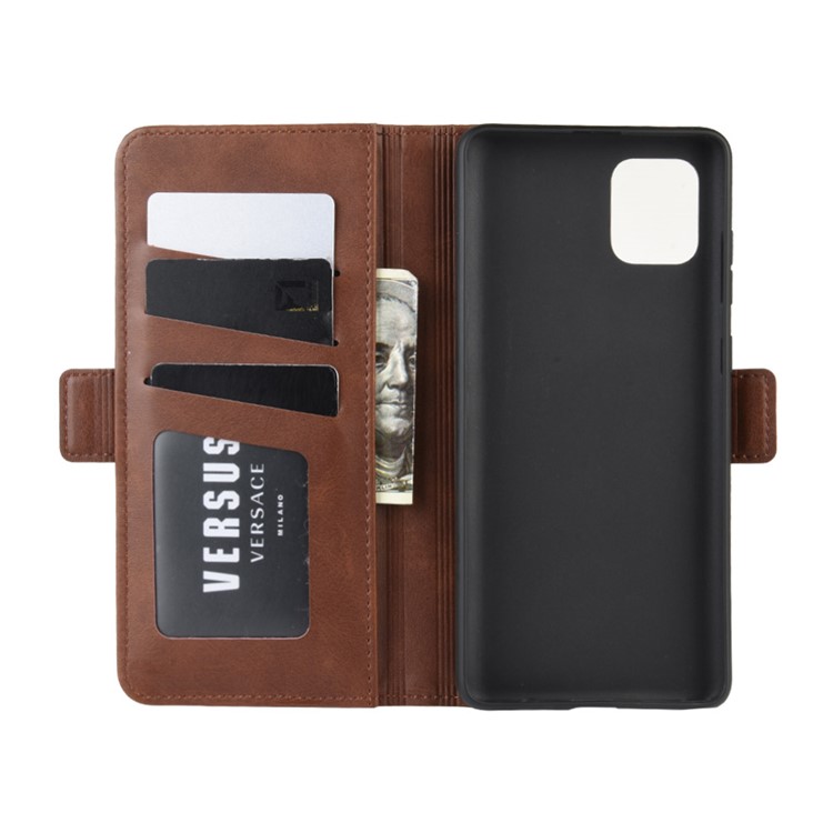 Magnetic Double Clasp Leather Wallet Case for Samsung Galaxy A81/Note 10 Lite/M60s - Coffee-4