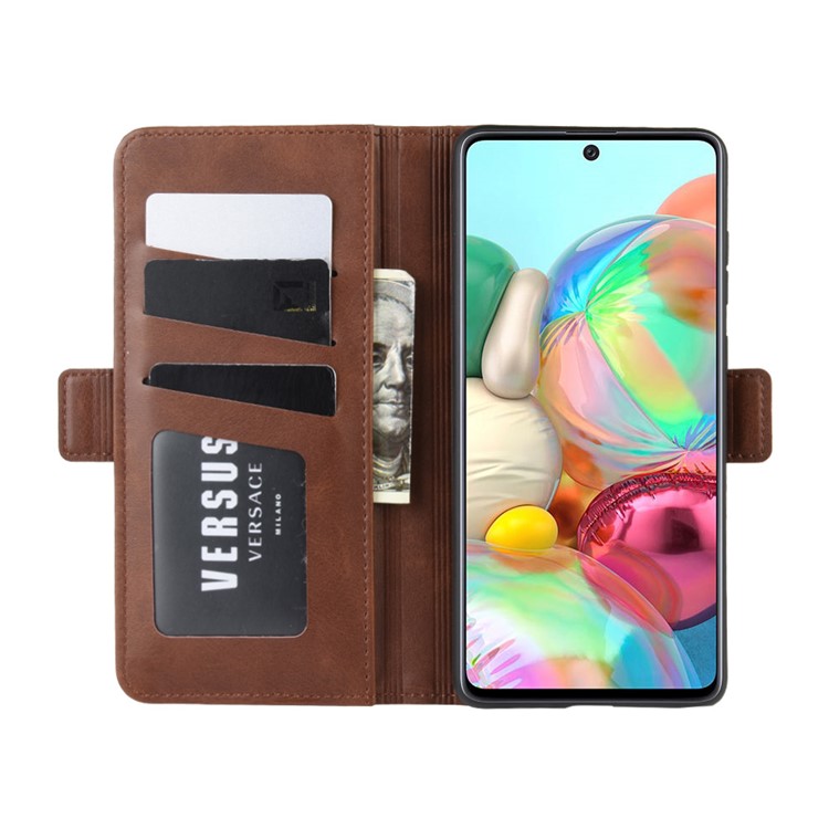 Magnetic Double Clasp Leather Wallet Case for Samsung Galaxy A81/Note 10 Lite/M60s - Coffee-5