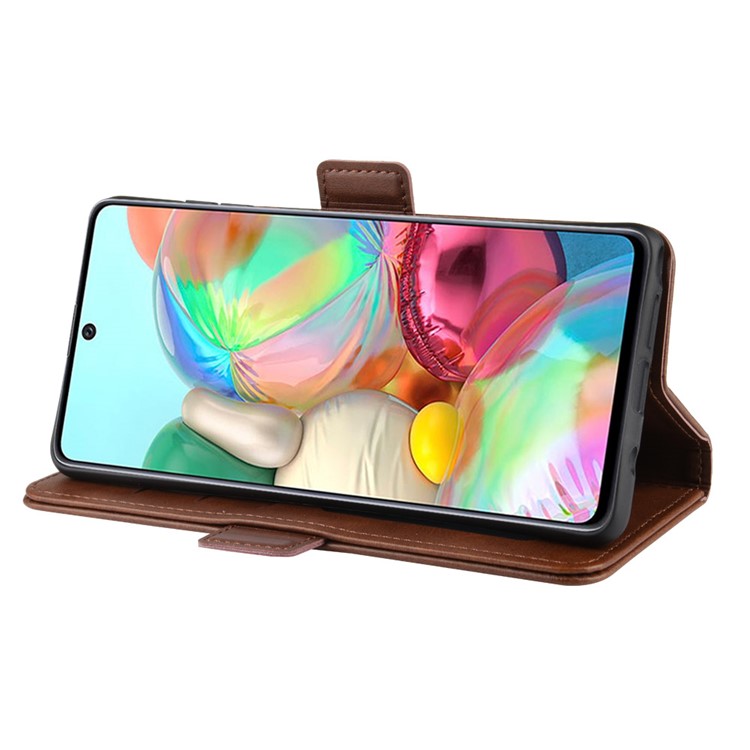 Magnetic Double Clasp Leather Wallet Case for Samsung Galaxy A81/Note 10 Lite/M60s - Coffee-6