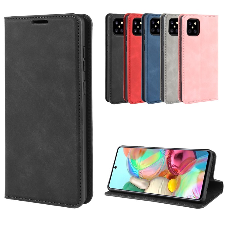 Silky Touch Leather Wallet Case for Samsung Galaxy A81/Note 10 Lite/M60s - Black-10