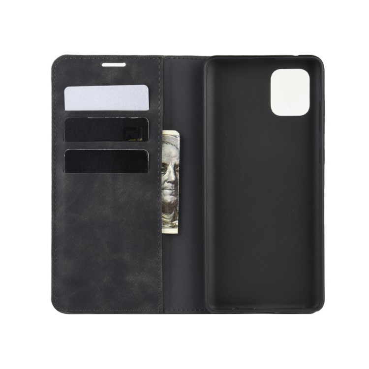 Caso Carteira Sedoso Toque De Couro Para Samsung Galaxy A81 / Nota 10 Lite / M60s - Preto-3