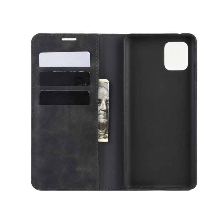 Case de Billetera de Cuero Táctil Silky Para Samsung Galaxy A81/Note 10 Lite/m60s - Negro