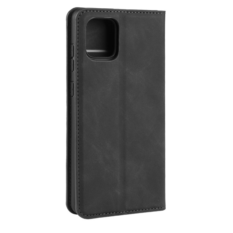 Étui de Portefeuille en Cuir Soyeux Pour Samsung Galaxy A81 / Note 10 Lite / M60s - le Noir