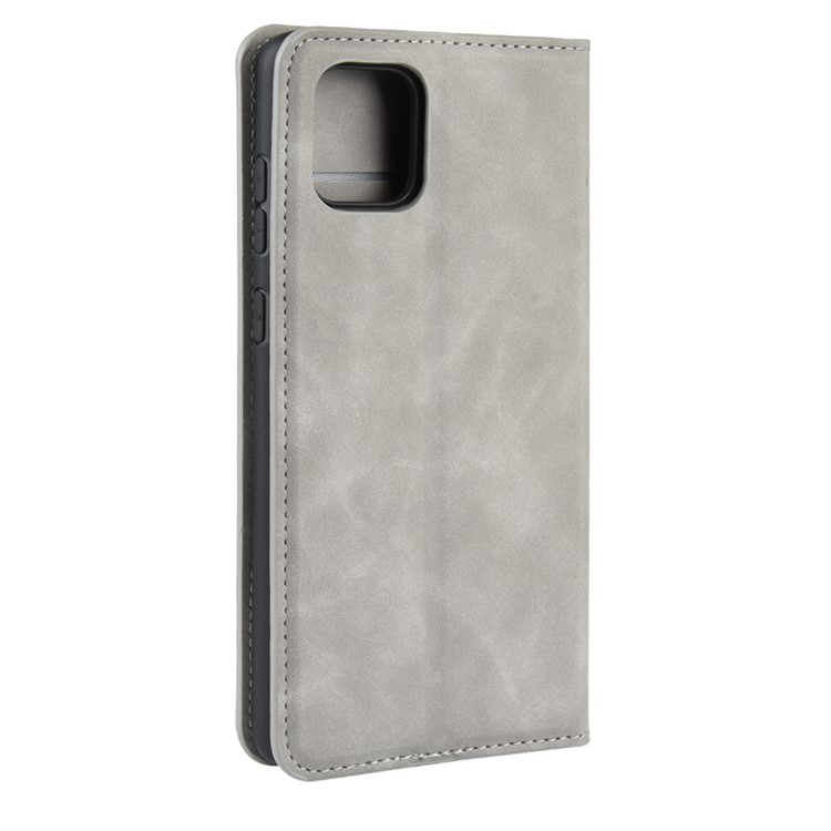 Silky Touch Leather Wallet Case for Samsung Galaxy A81/Note 10 Lite/M60s - Grey-6