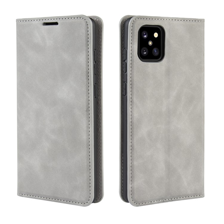 Silky Touch Leather Wallet Case for Samsung Galaxy A81/Note 10 Lite/M60s - Grey-7