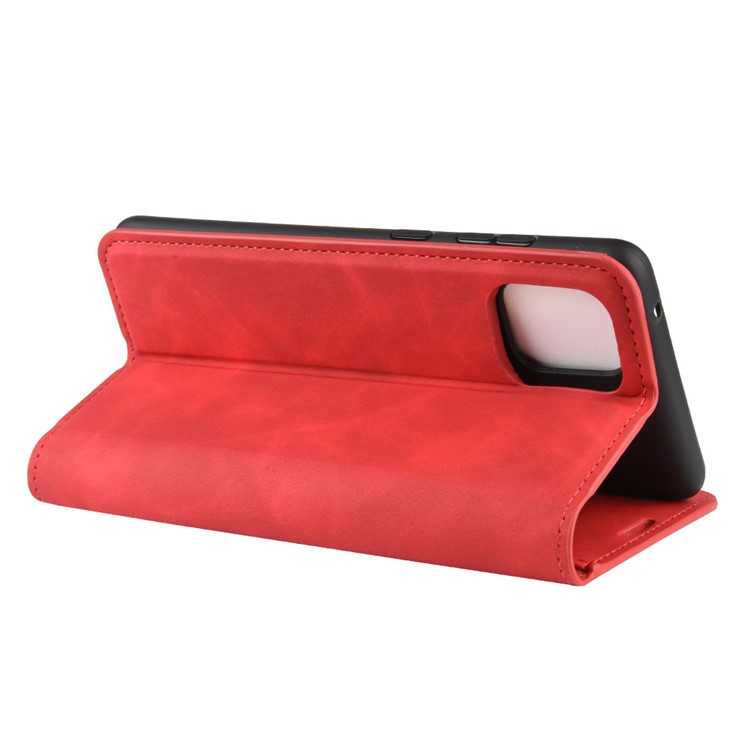 Silky Touch Leather Wallet Case for Samsung Galaxy A81/Note 10 Lite/M60s - Red-5