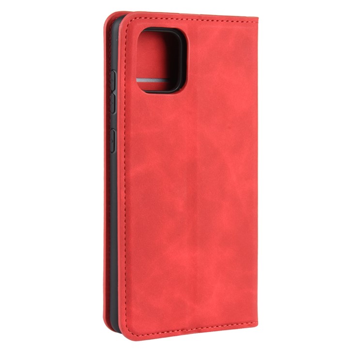 Silky Touch Leather Wallet Case for Samsung Galaxy A81/Note 10 Lite/M60s - Red-6