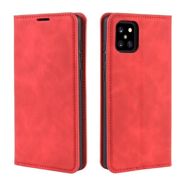Silky Touch Leather Wallet Case for Samsung Galaxy A81/Note 10 Lite/M60s - Red-7