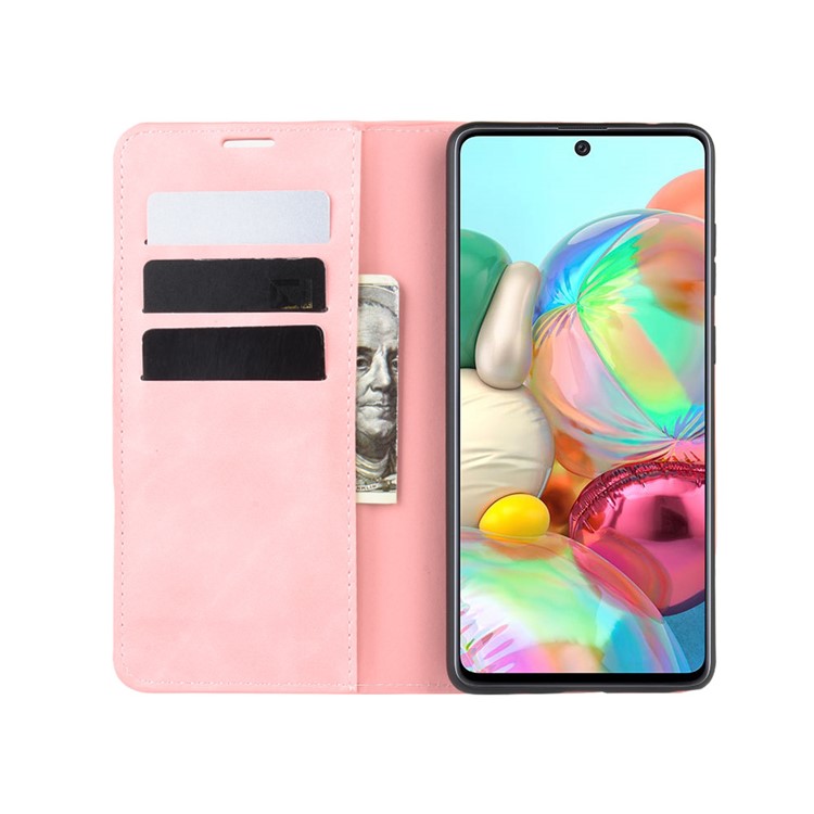 Silky Touch Leather Wallet Case for Samsung Galaxy A81/Note 10 Lite/M60s - Pink-4