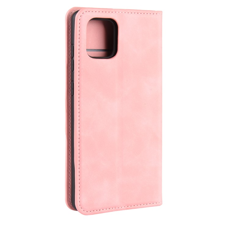 Silky Touch Leather Wallet Case for Samsung Galaxy A81/Note 10 Lite/M60s - Pink-6