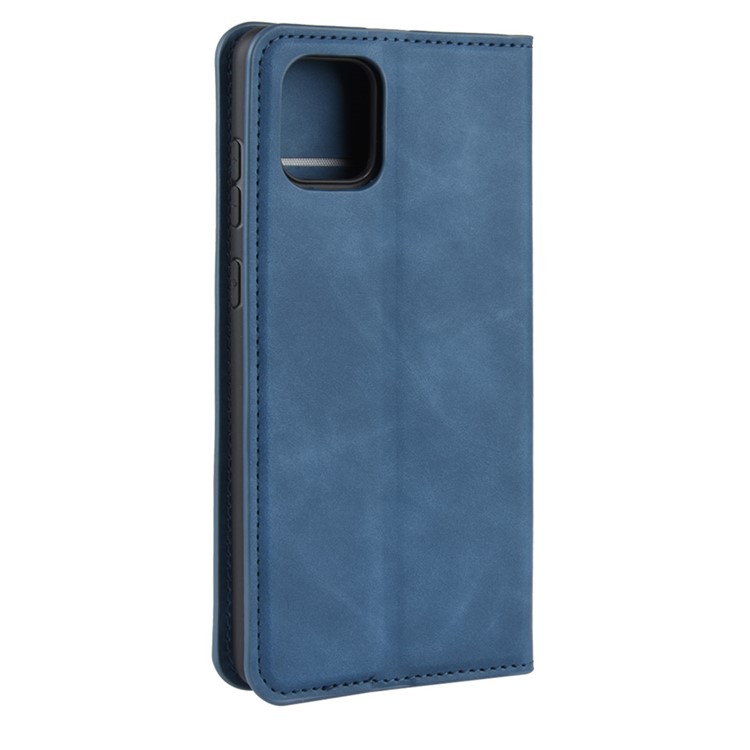 Silky Touch Leather Wallet Case for Samsung Galaxy A81/Note 10 Lite/M60s - Blue-6