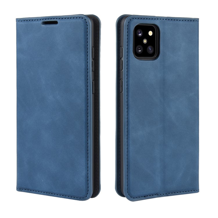 Silky Touch Leather Wallet Case for Samsung Galaxy A81/Note 10 Lite/M60s - Blue-7