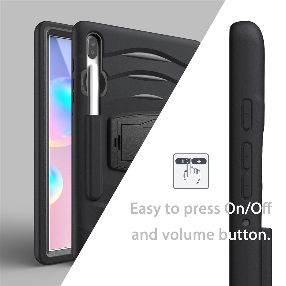Shockproof PC + Silicone Tablet Combo Case with Kickstand and Pen Slot for Samsung Galaxy Tab S6 SM-T860/T865 - Black-10