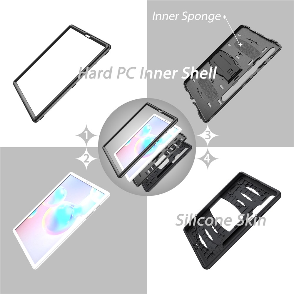 Shockproof PC + Silicone Tablet Combo Case with Kickstand and Pen Slot for Samsung Galaxy Tab S6 SM-T860/T865 - Black-11