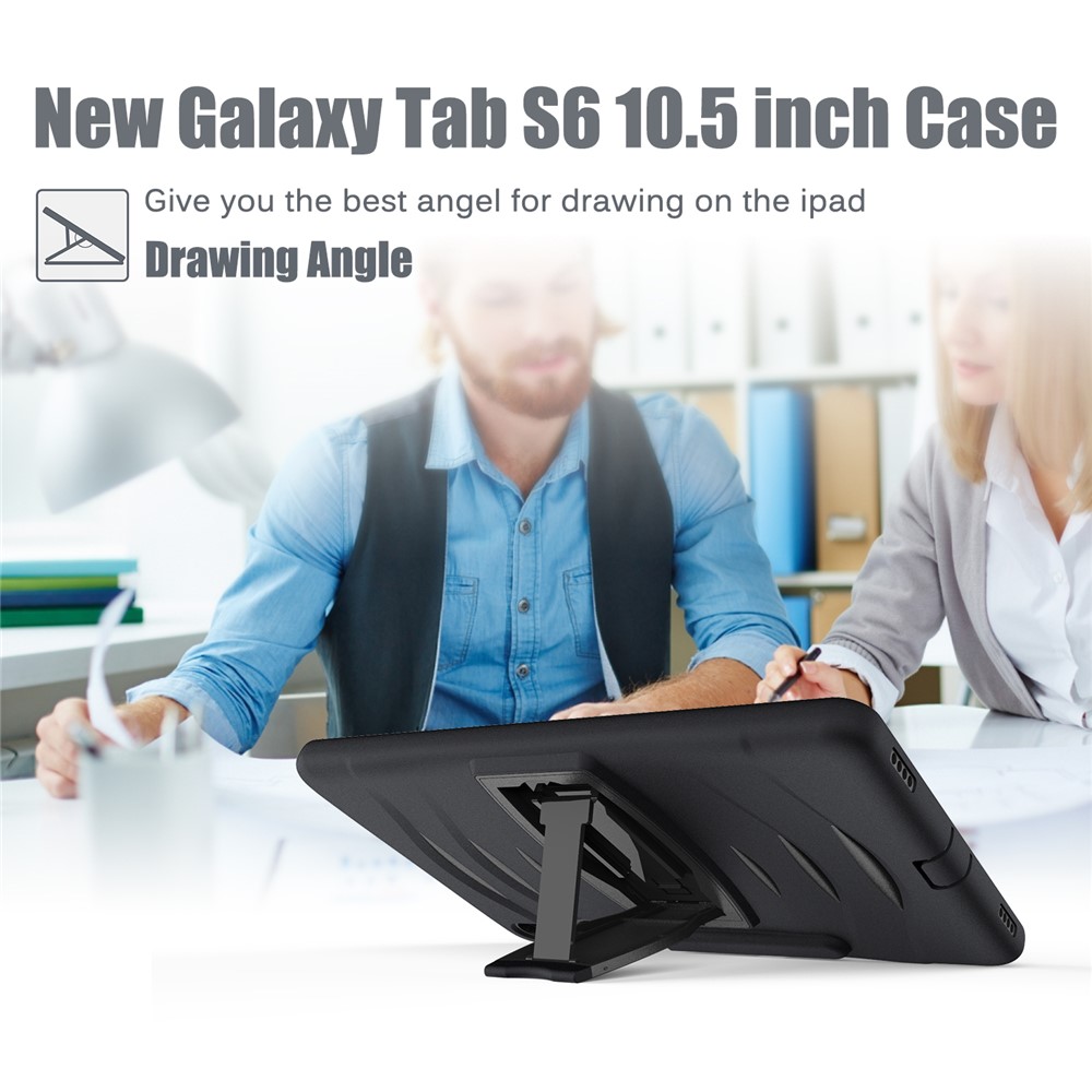 Stoßdämpfer PC + Silicon Tablet Combo-hülle Mit Kickstand Und Stiftschlitz Für Samsung Galaxy Tab S6 SM-T860/T865 - Schwarz