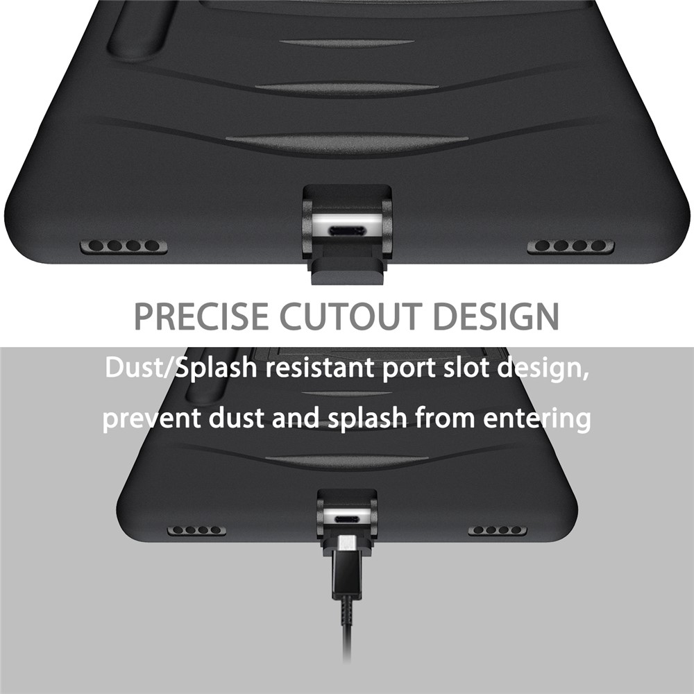 Cas Combinée de Tablette en Silicone à L'épreuve du Silicone Avec Moustiquaire Avec Tabage Samsung Galaxy S6 Sm-t860 / T865 - le Noir