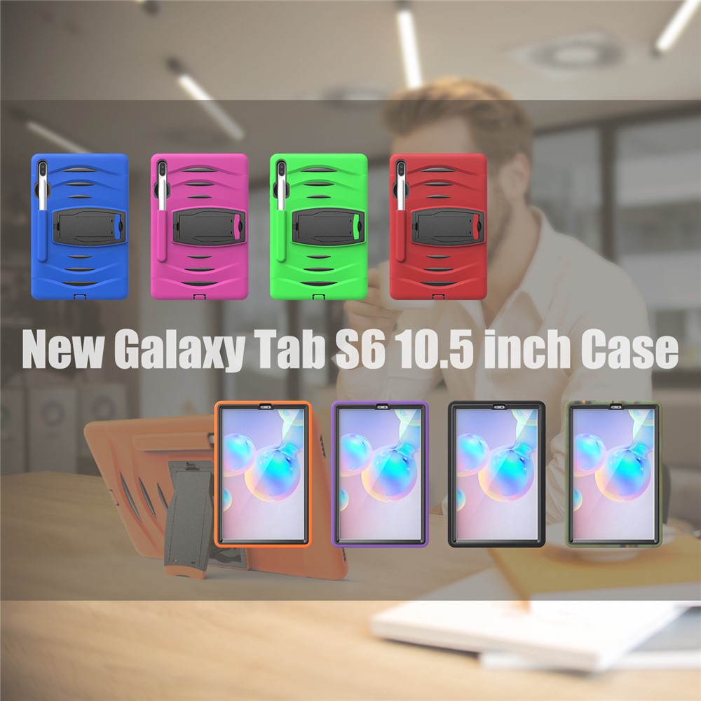 Shockproof PC + Silicone Tablet Combo Case with Kickstand and Pen Slot for Samsung Galaxy Tab S6 SM-T860/T865 - Black-17
