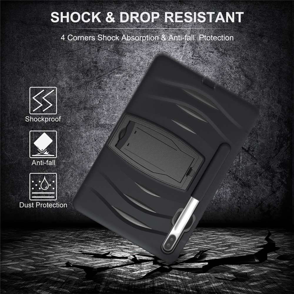 Shockproof PC + Silicone Tablet Combo Case with Kickstand and Pen Slot for Samsung Galaxy Tab S6 SM-T860/T865 - Black-6