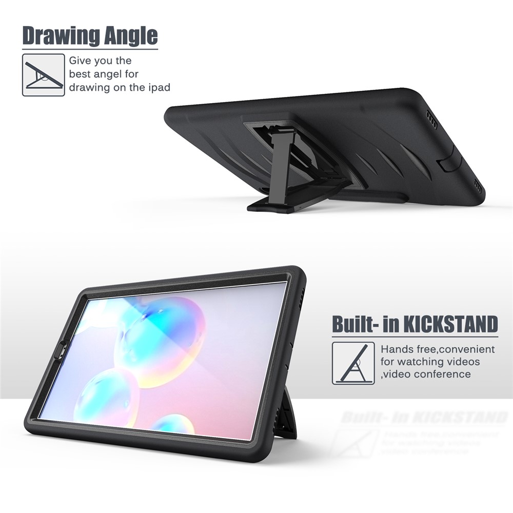 Shockproof PC + Silicone Tablet Combo Case with Kickstand and Pen Slot for Samsung Galaxy Tab S6 SM-T860/T865 - Black-7