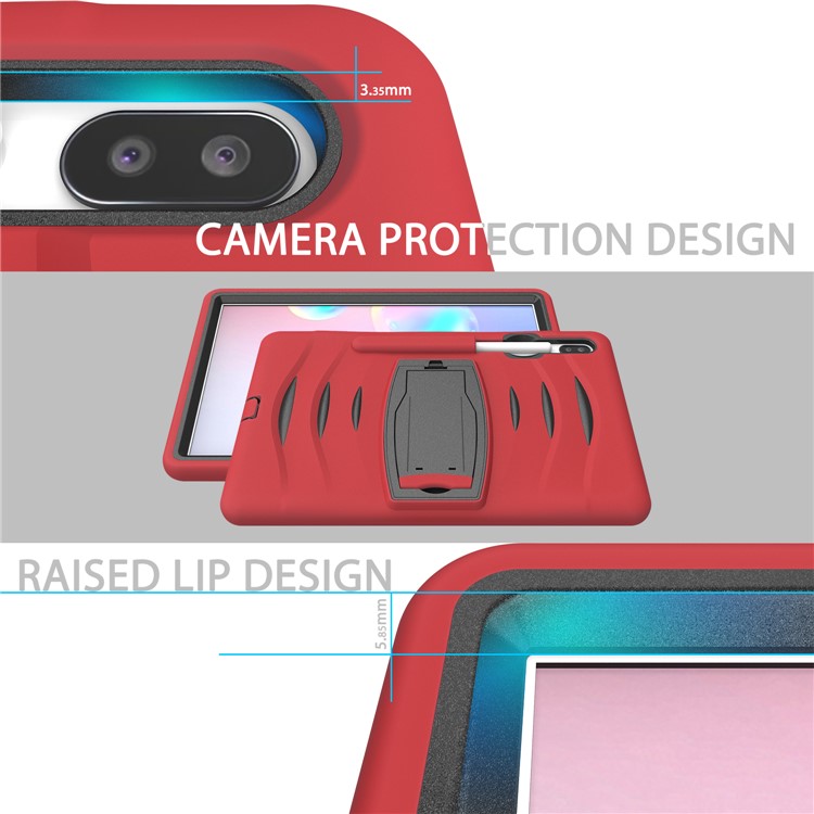 Shockproof PC + Silicone Tablet Combo Case with Kickstand and Pen Slot for Samsung Galaxy Tab S6 SM-T860/T865 - Red-14