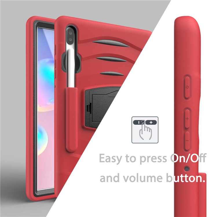 Shockproof PC + Silicone Tablet Combo Case with Kickstand and Pen Slot for Samsung Galaxy Tab S6 SM-T860/T865 - Red-15