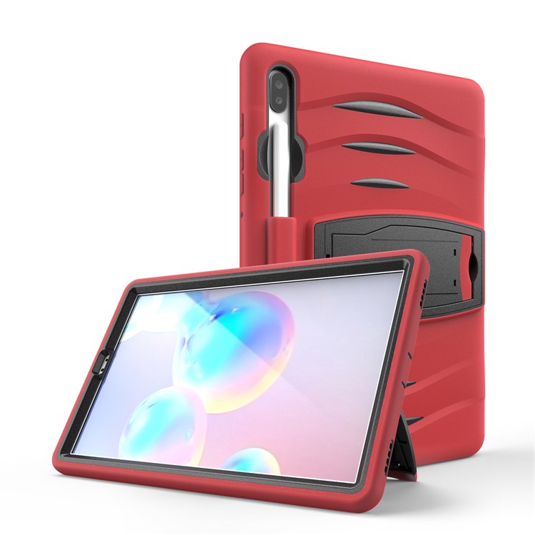 Shockproof PC + Silicone Tablet Combo Case with Kickstand and Pen Slot for Samsung Galaxy Tab S6 SM-T860/T865 - Red-4