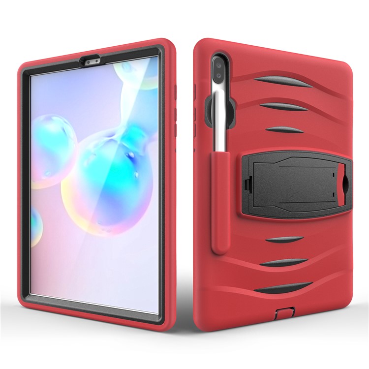 Shockproof PC + Silicone Tablet Combo Case with Kickstand and Pen Slot for Samsung Galaxy Tab S6 SM-T860/T865 - Red-5