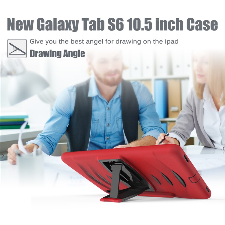 Shockproof PC + Silicone Tablet Combo Case with Kickstand and Pen Slot for Samsung Galaxy Tab S6 SM-T860/T865 - Red-9