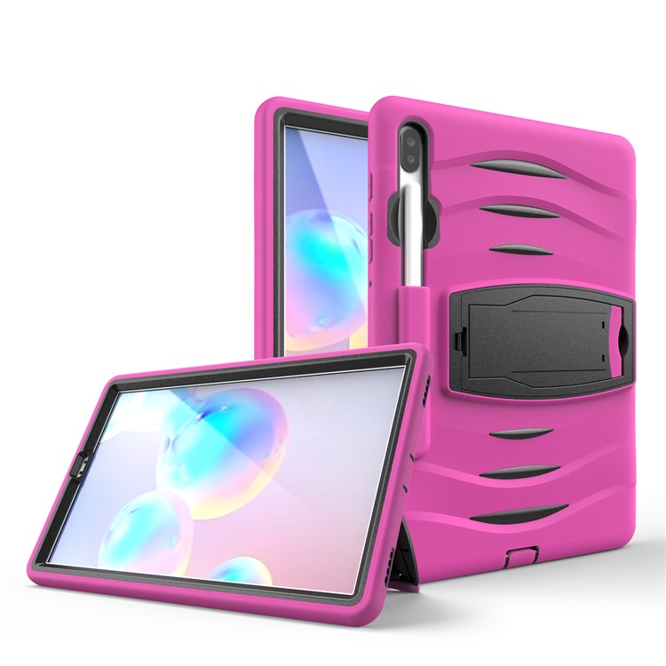 Shockproof PC + Silicone Tablet Combo Case with Kickstand and Pen Slot for Samsung Galaxy Tab S6 SM-T860/T865 - Rose-1