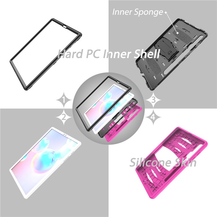 Shockproof PC + Silicone Tablet Combo Case with Kickstand and Pen Slot for Samsung Galaxy Tab S6 SM-T860/T865 - Rose-10