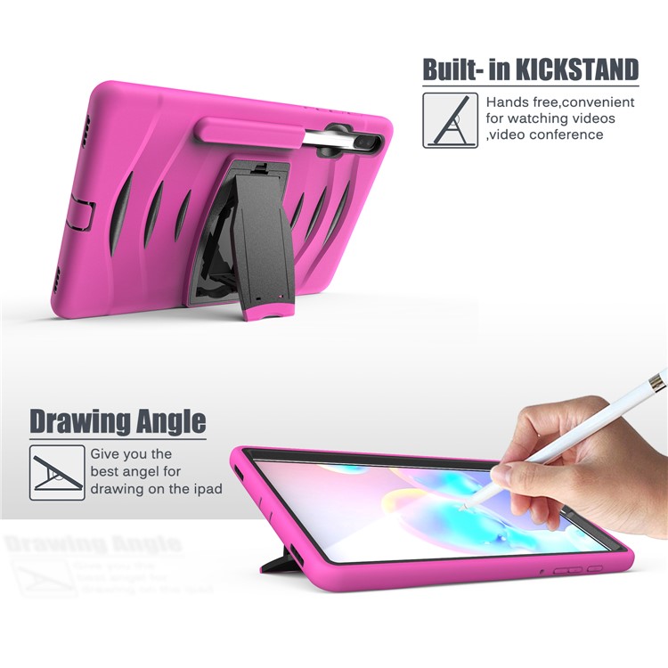 Shockproof PC + Silicone Tablet Combo Case with Kickstand and Pen Slot for Samsung Galaxy Tab S6 SM-T860/T865 - Rose-11
