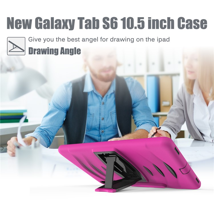 Shockproof PC + Silicone Tablet Combo Case with Kickstand and Pen Slot for Samsung Galaxy Tab S6 SM-T860/T865 - Rose-12