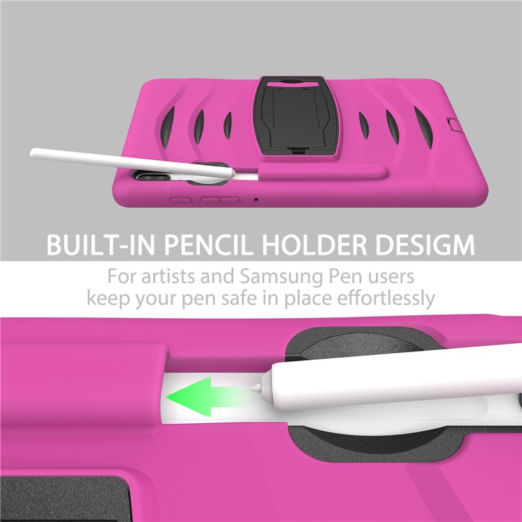 Shockproof PC + Silicone Tablet Combo Case with Kickstand and Pen Slot for Samsung Galaxy Tab S6 SM-T860/T865 - Rose-16