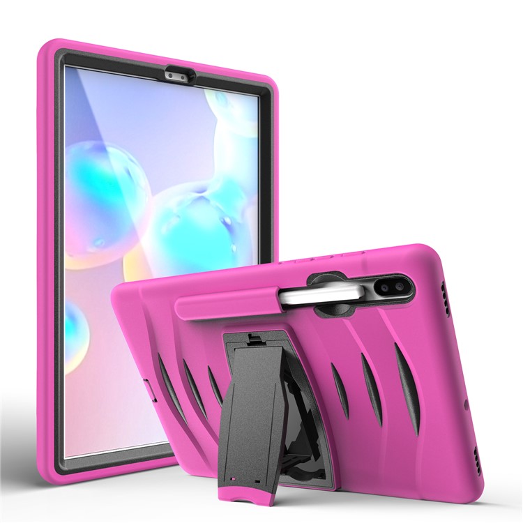 Shockproof PC + Silicone Tablet Combo Case with Kickstand and Pen Slot for Samsung Galaxy Tab S6 SM-T860/T865 - Rose-2
