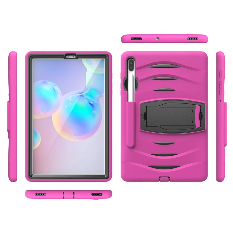 Shockproof PC + Silicone Tablet Combo Case with Kickstand and Pen Slot for Samsung Galaxy Tab S6 SM-T860/T865 - Rose-3