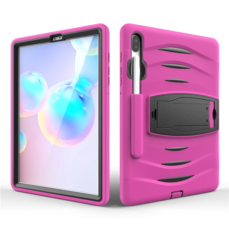Shockproof PC + Silicone Tablet Combo Case with Kickstand and Pen Slot for Samsung Galaxy Tab S6 SM-T860/T865 - Rose-5