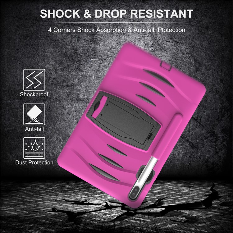 Shockproof PC + Silicone Tablet Combo Case with Kickstand and Pen Slot for Samsung Galaxy Tab S6 SM-T860/T865 - Rose-6