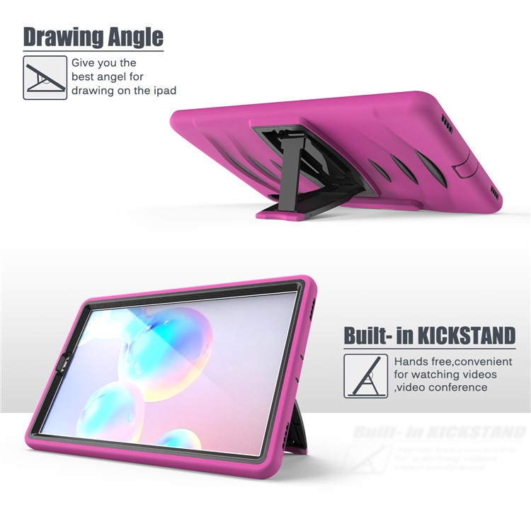 Shockproof PC + Silicone Tablet Combo Case with Kickstand and Pen Slot for Samsung Galaxy Tab S6 SM-T860/T865 - Rose-7