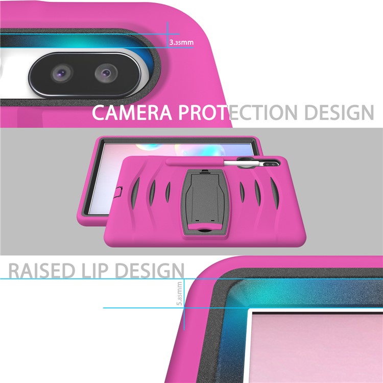 Shockproof PC + Silicone Tablet Combo Case with Kickstand and Pen Slot for Samsung Galaxy Tab S6 SM-T860/T865 - Rose-8