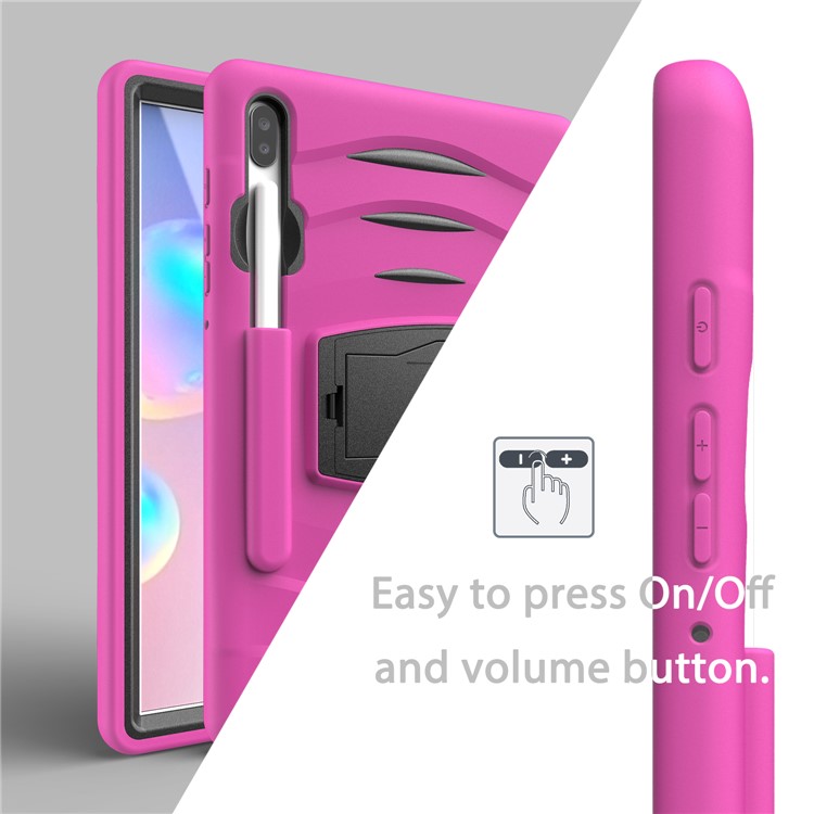 Shockproof PC + Silicone Tablet Combo Case with Kickstand and Pen Slot for Samsung Galaxy Tab S6 SM-T860/T865 - Rose-9